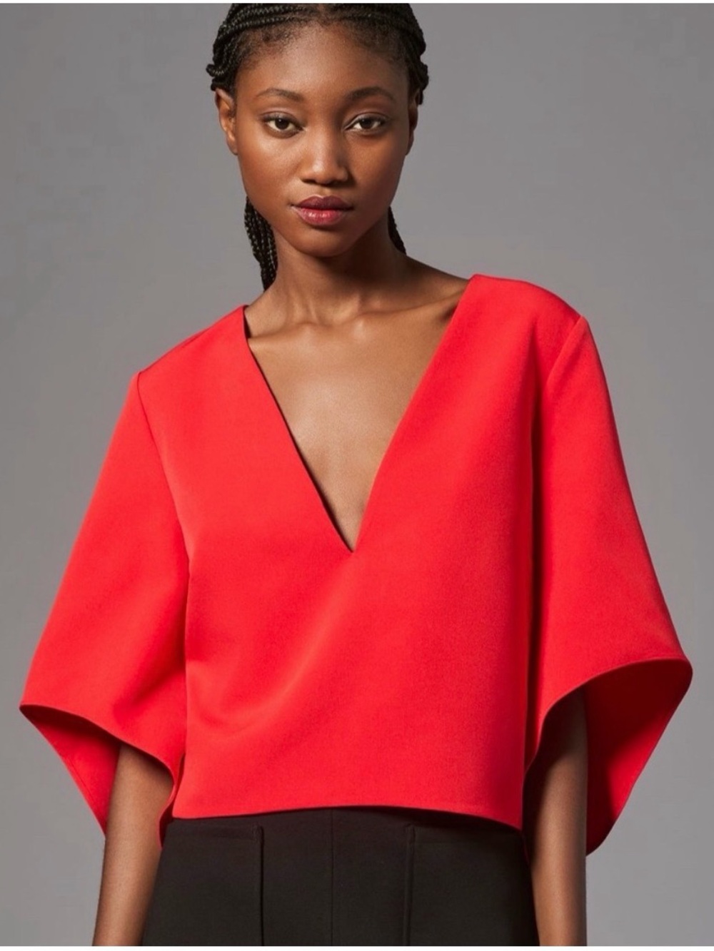 Anthropologie Mare Mare Veronica Cape Blouse Red XS Statement Top